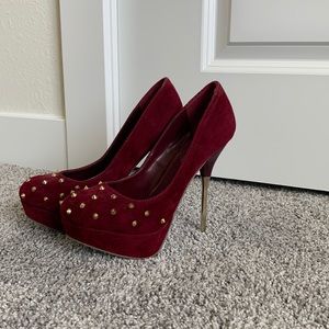 Shoe Dazzle Red Studded Platforms
